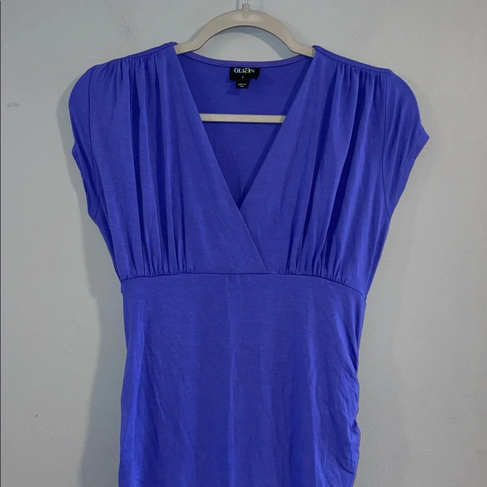Olian Royal Blue Purple Maternity‎ Midi Dress size small